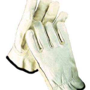 Radnor® 2X Grain Leather Unlined Drivers Gloves With Keystone Thumb, Slip-On Cuff, Black Hem And Shirred Elastic Back