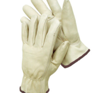 Radnor® Large Premium Grain Leather Unlined Drivers Gloves With Keystone Thumb, Slip-On Cuff And Brown Hem