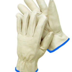 Radnor® X-Large Premium Grain Leather Unlined Drivers Gloves With Keystone Thumb, Slip-On Cuff And Blue Hem