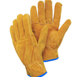 Radnor® X-Large Leather Unlined Drivers Gloves With Keystone Thumb, Slip-On Cuff, Blue Hem And Shirred Elastic Back