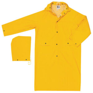 MCR Safety® Large Yellow 49" Classic .35 mm Polyester And PVC 2-Piece Coat With Detachable Hood