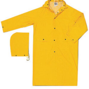 MCR Safety® Medium Yellow 49" Classic .35 mm Polyester And PVC 2-Piece Coat With Detachable Hood
