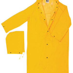 MCR Safety® Large Yellow 49" Classic Plus .35 mm Polyester And PVC 2-Piece Coat With Detachable Hood And Corduroy Collar