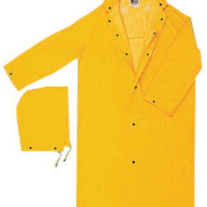 MCR Safety® Medium Yellow 49" Classic Plus .35 mm Polyester And PVC 2-Piece Coat With Detachable Hood And Corduroy Collar