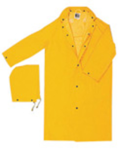 MCR Safety® Size 2X Yellow 49" Classic Plus MCR Safety® Size 2X Yellow 49" Classic Plus .35 mm Polyester And PVC 2-Piece Coat With Detachable Hood And Corduroy Collar