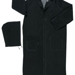 MCR Safety® Large Black 60" Classic .35 mm Polyester And PVC 2-Piece Coat With Detachable Hood And Corduroy Collar