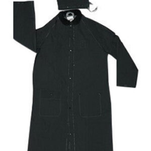 MCR Safety® Medium Black 60" Classic .35 mm Polyester And PVC 2-Piece Coat With Detachable Hood And Corduroy Collar