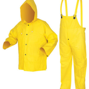 MCR Safety® Yellow Wizard .28 mm Nylon And PVC 3-Piece Rain Suit With Detachable Hood And Bib Pants