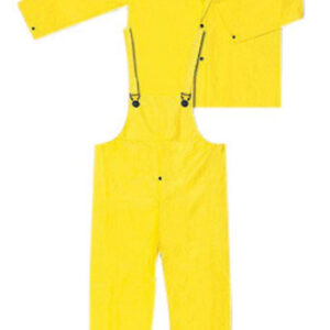 MCR Safety® Yellow Wizard .28 mm Nylon And PVC 3-Piece Rain Suit With Detachable Hood And Bib Pants