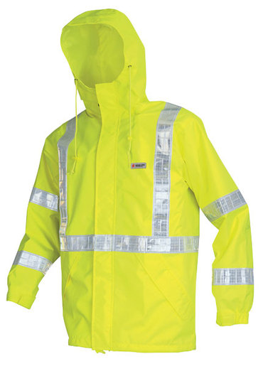 MCR Safety® Fluorescent Lime Luminator™ Polyester And Polyurethane Jacket With Attached Hood And Hi Viz Stripes 1 MCR Safety® Fluorescent Lime Luminator™ Polyester And Polyurethane Jacket With Attached Hood And Hi Viz Stripes