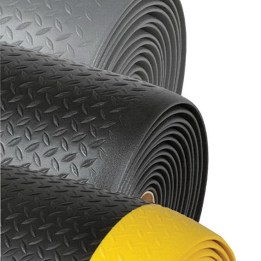 Superior Manufacturing Notrax® 2' X 60' Black 1/2" Thick Dyna-Shield® PVC Sponge Diamond Sof-Tred™ Dry Area Safety/Anti-Fatigue Floor Mat